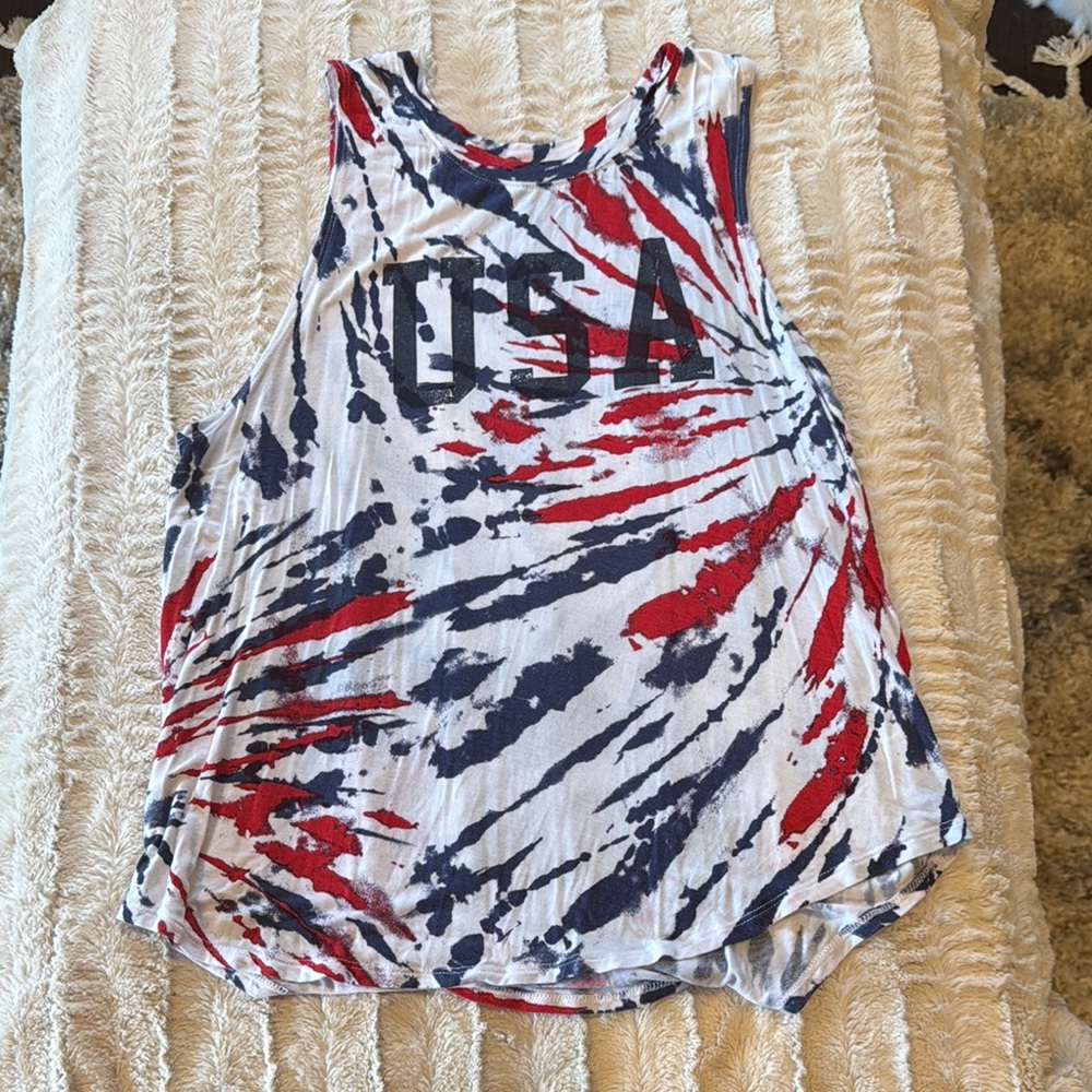 Grayson Threads Red and White Asymmetrical Tank Top
